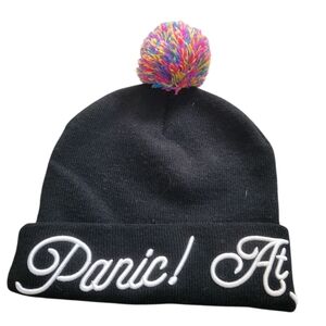 Black Beanie with White Embroidery
